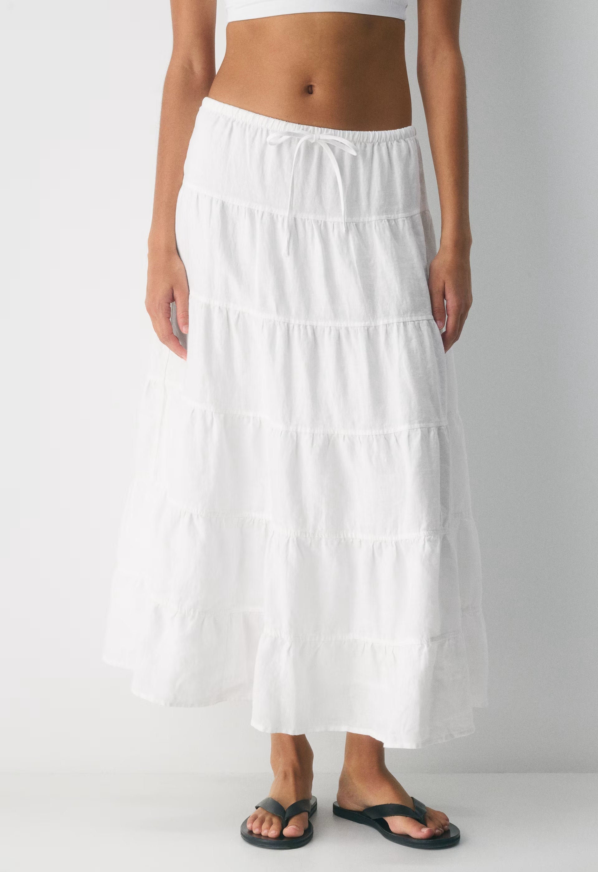 Bouquet Linen Skirt - WHITE