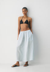 Socialite Linen Skirt - IDELLA STRP VILLBL/WH