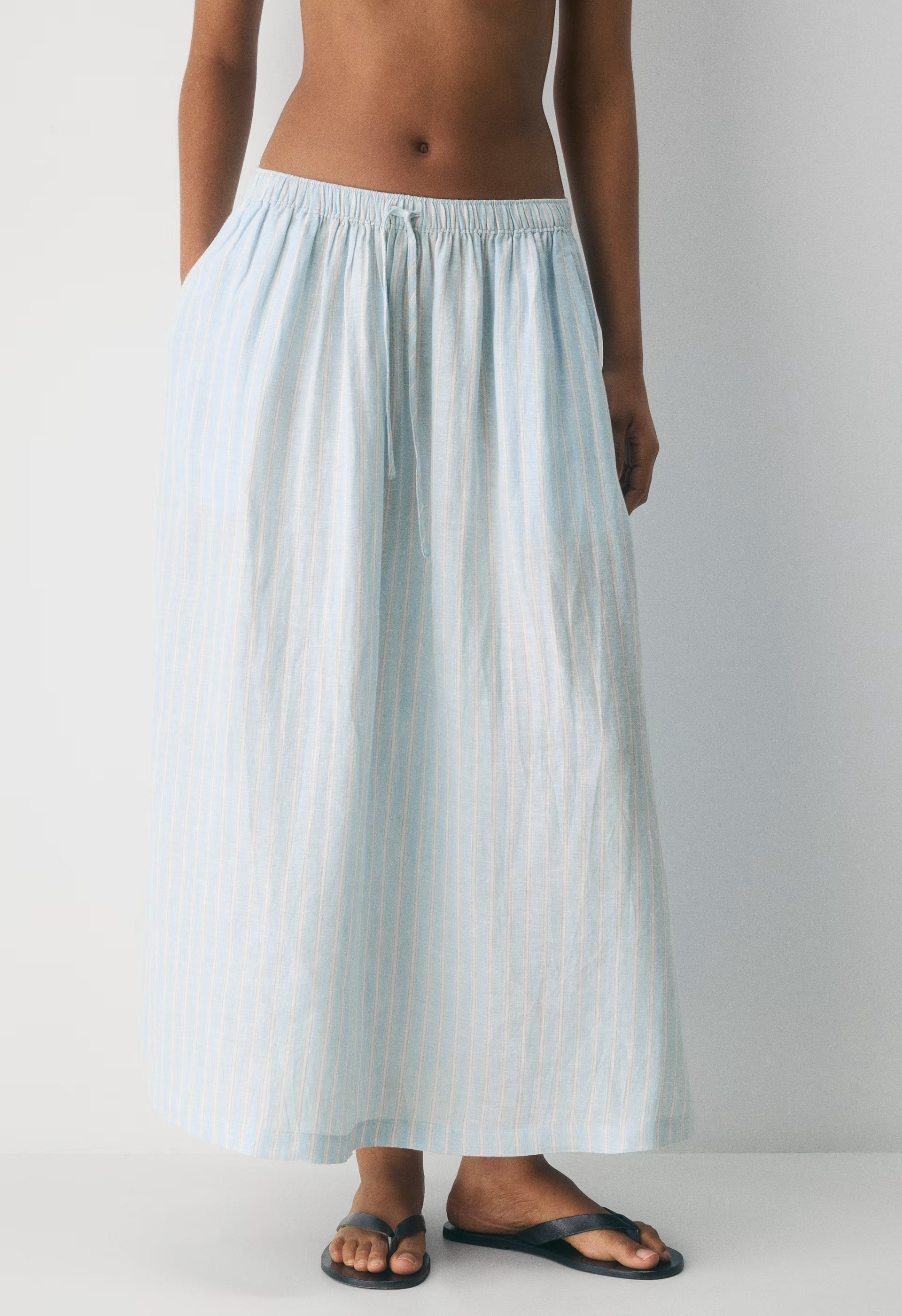 Socialite Linen Skirt - IDELLA STRP VILLBL/WH