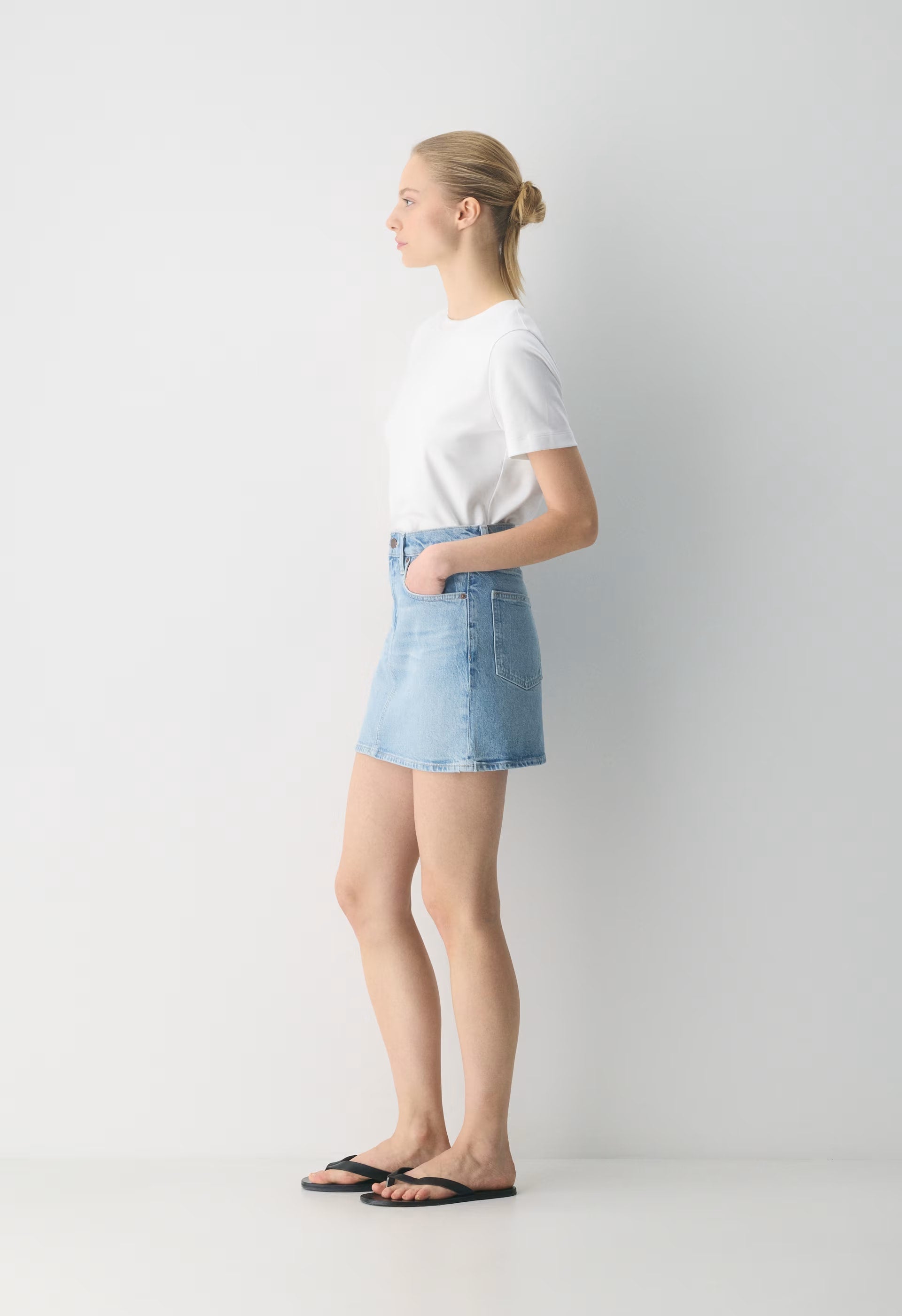 Denim Forum Julia Micro Denim Skirt - VINTAGE LIGHT BLUE