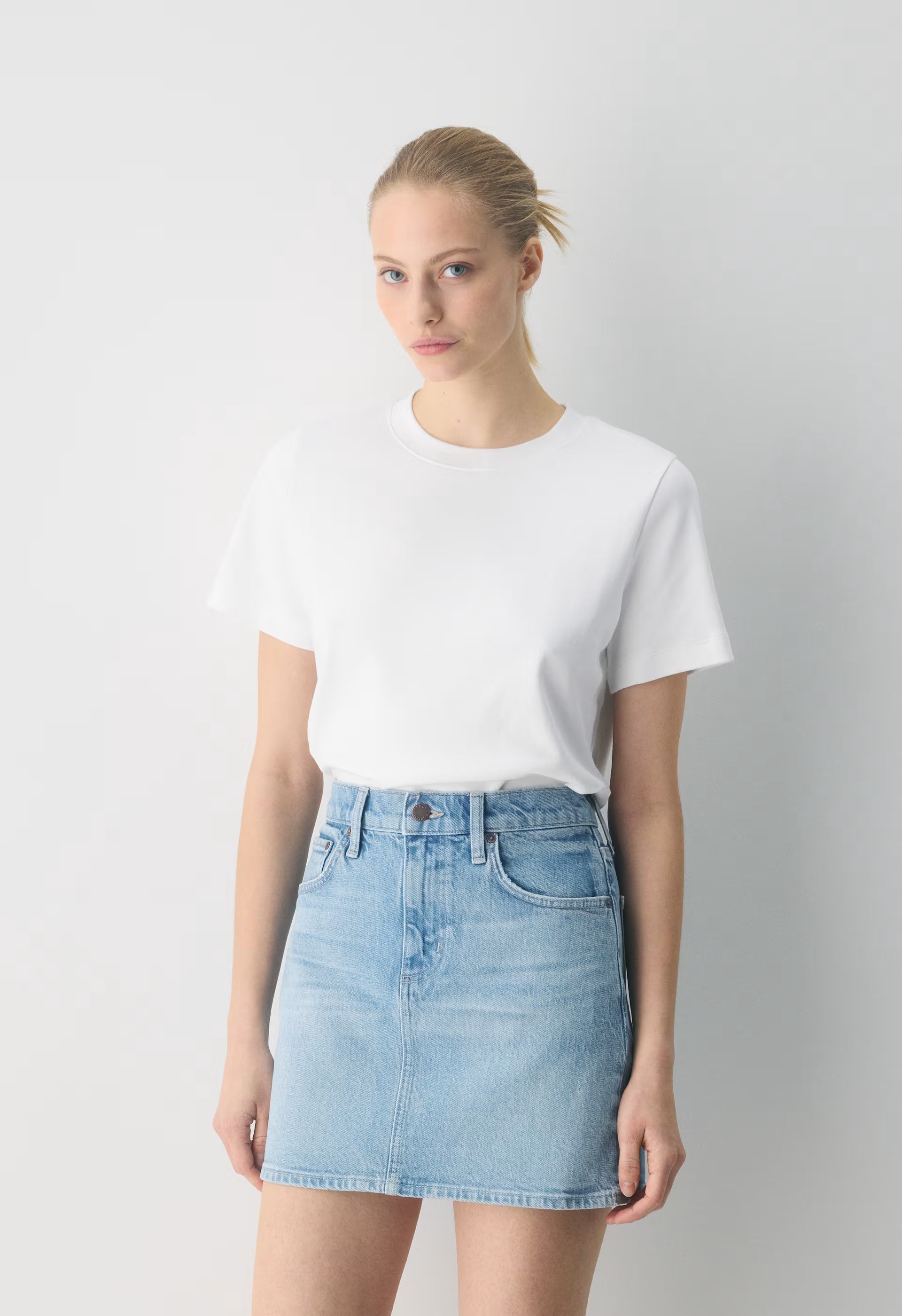 Denim Forum Julia Micro Denim Skirt - VINTAGE LIGHT BLUE