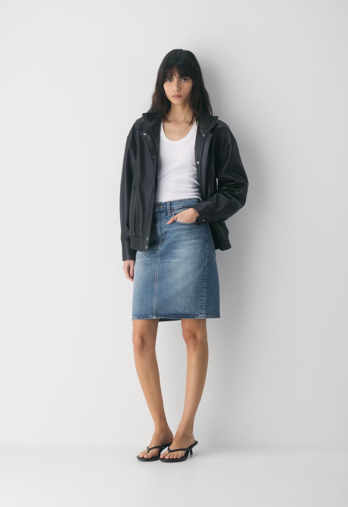Denim Forum Mena Denim Skirt - VINTAGE MEDIUM BLUE