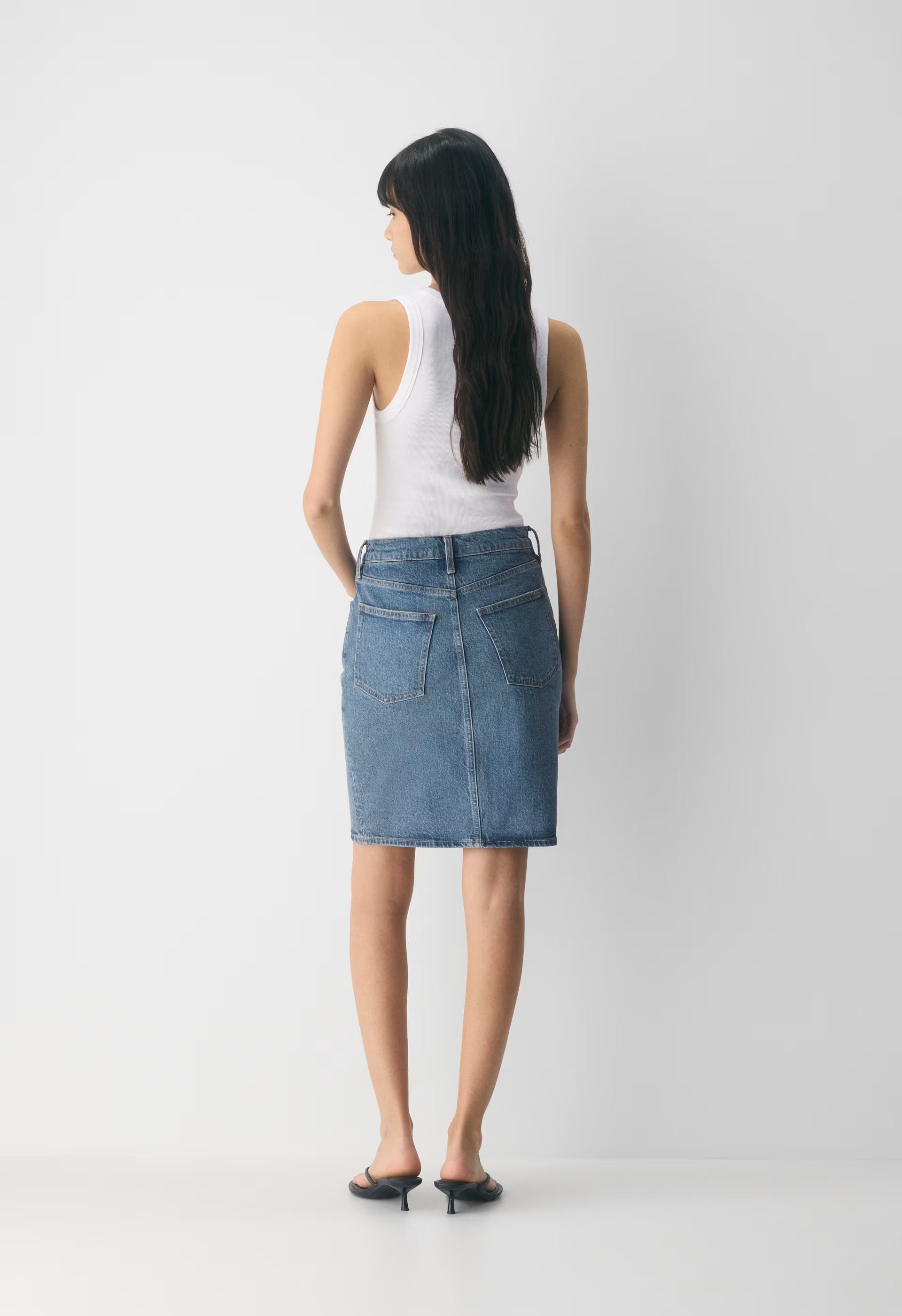 Denim Forum Mena Denim Skirt - VINTAGE MEDIUM BLUE