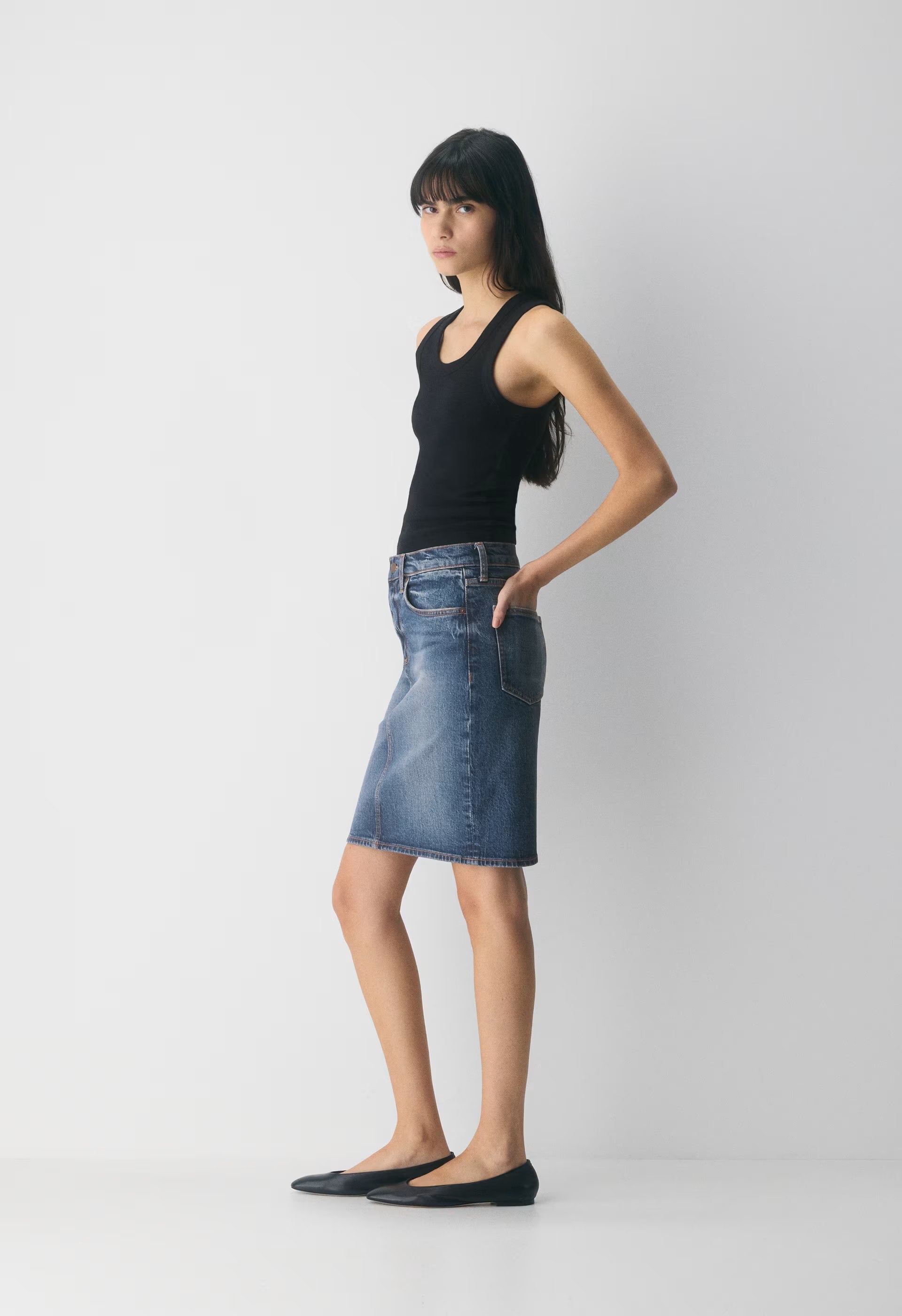 Denim Forum Mena Denim Skirt - VINTAGE DARK BLUE
