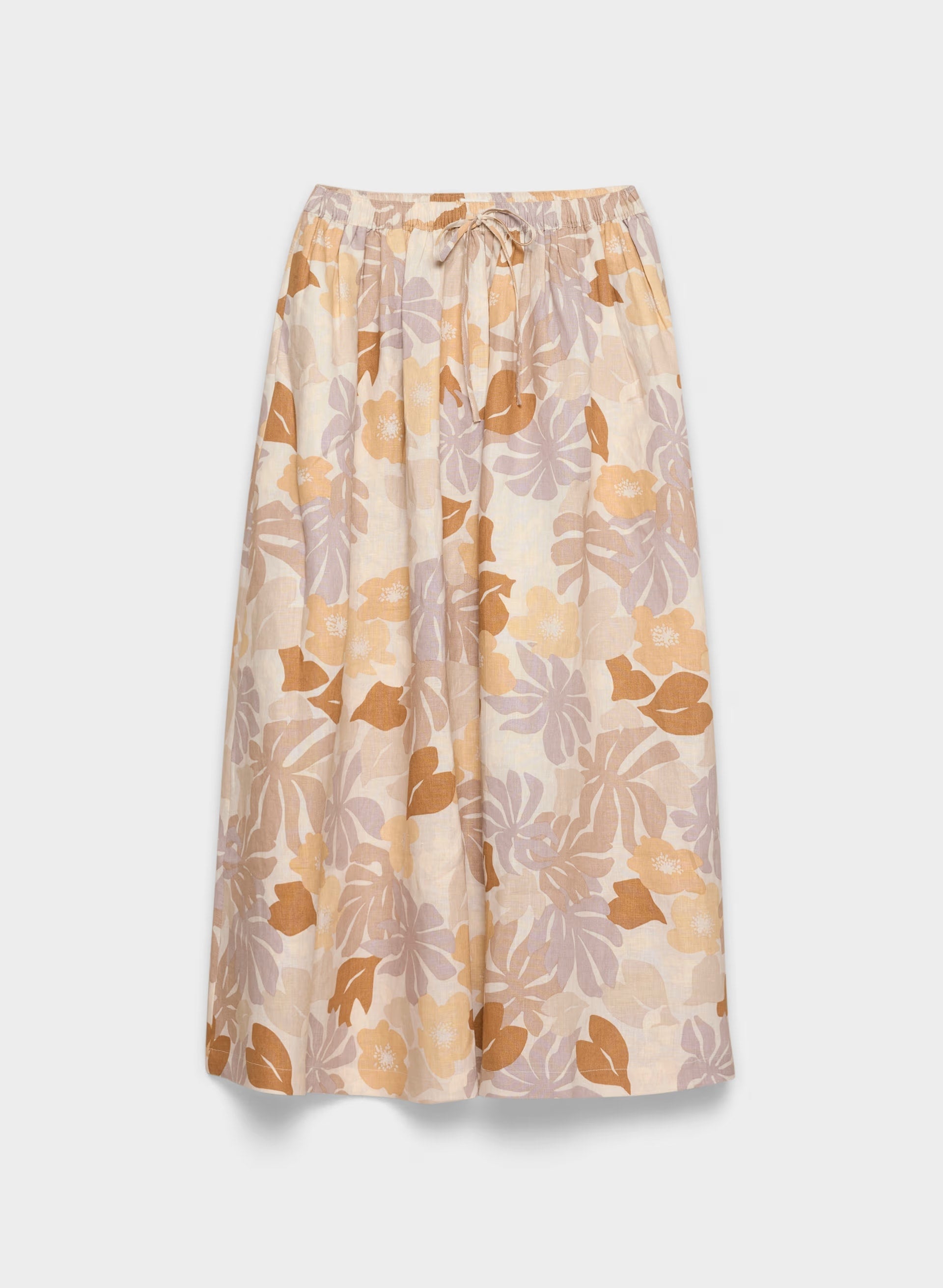 Socialite Linen Skirt - BARE ROSE/ YELLOW