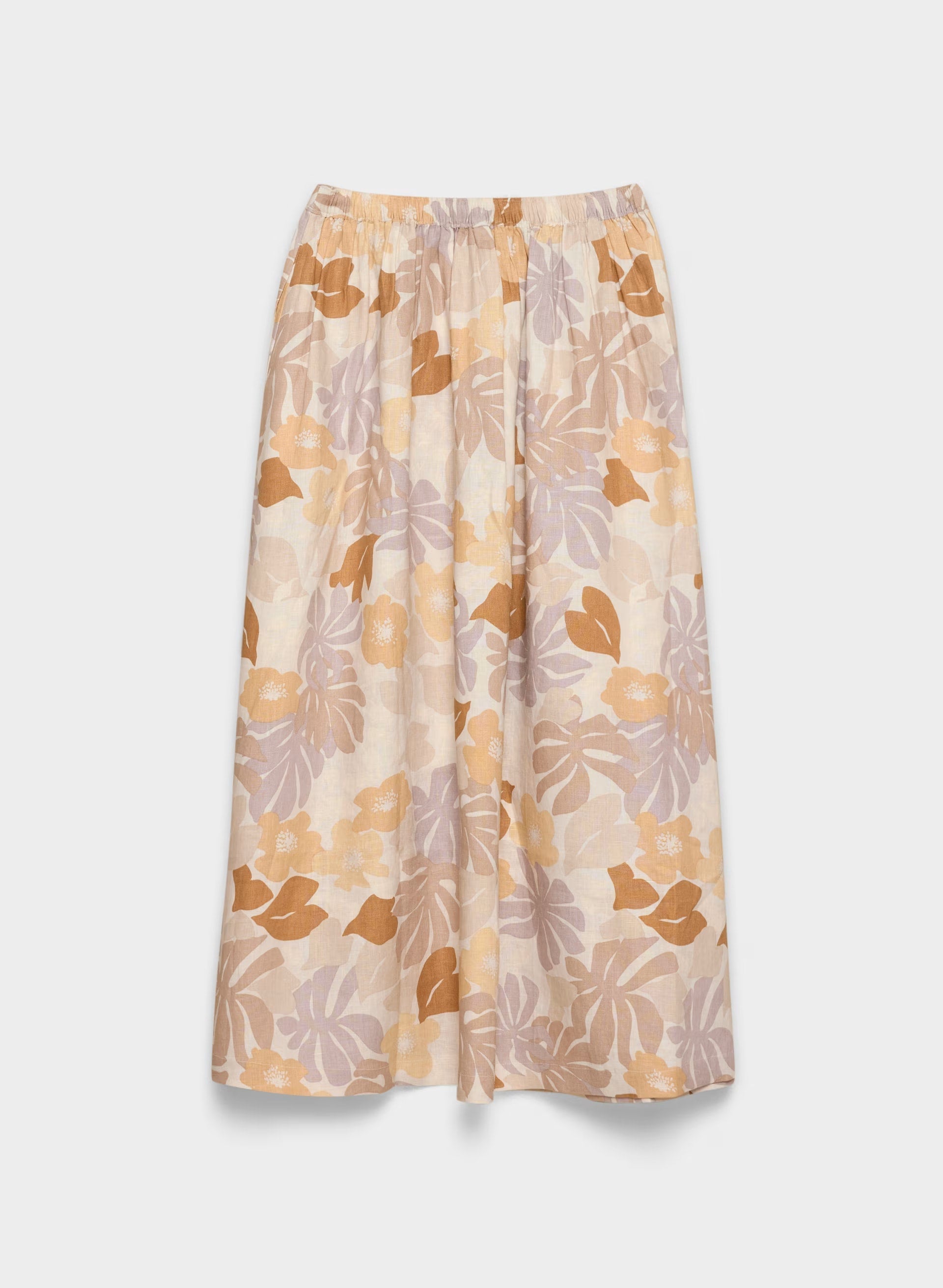 Socialite Linen Skirt - BARE ROSE/ YELLOW