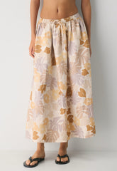 Socialite Linen Skirt - BARE ROSE/ YELLOW