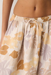 Socialite Linen Skirt - BARE ROSE/ YELLOW