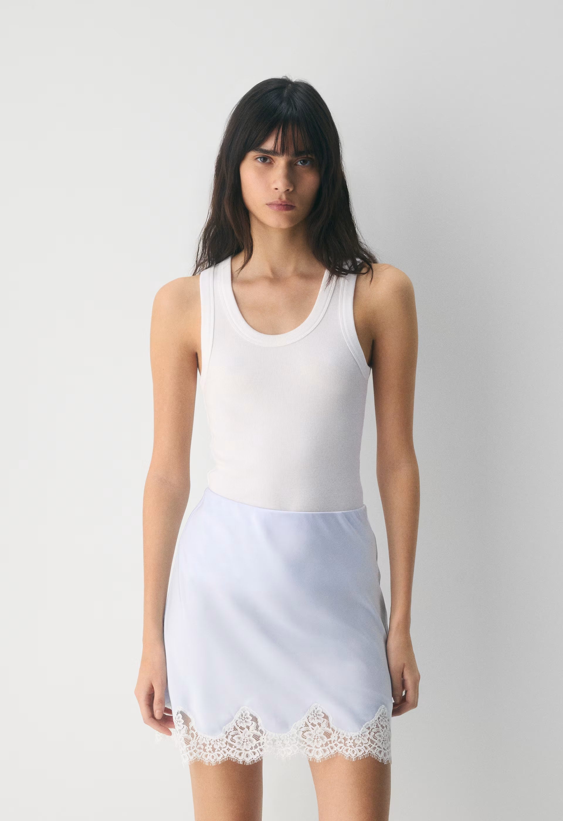Henrietta Satin Mini Skirt - GLIMMER/LT BIRCH
