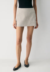 Roundup Linen Skort - CBT STRP UNDYD ECR/WT