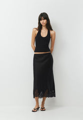 Henrietta Linen Skirt - BLACK/BLACK