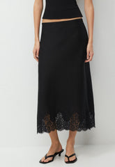 Henrietta Linen Skirt - BLACK/BLACK