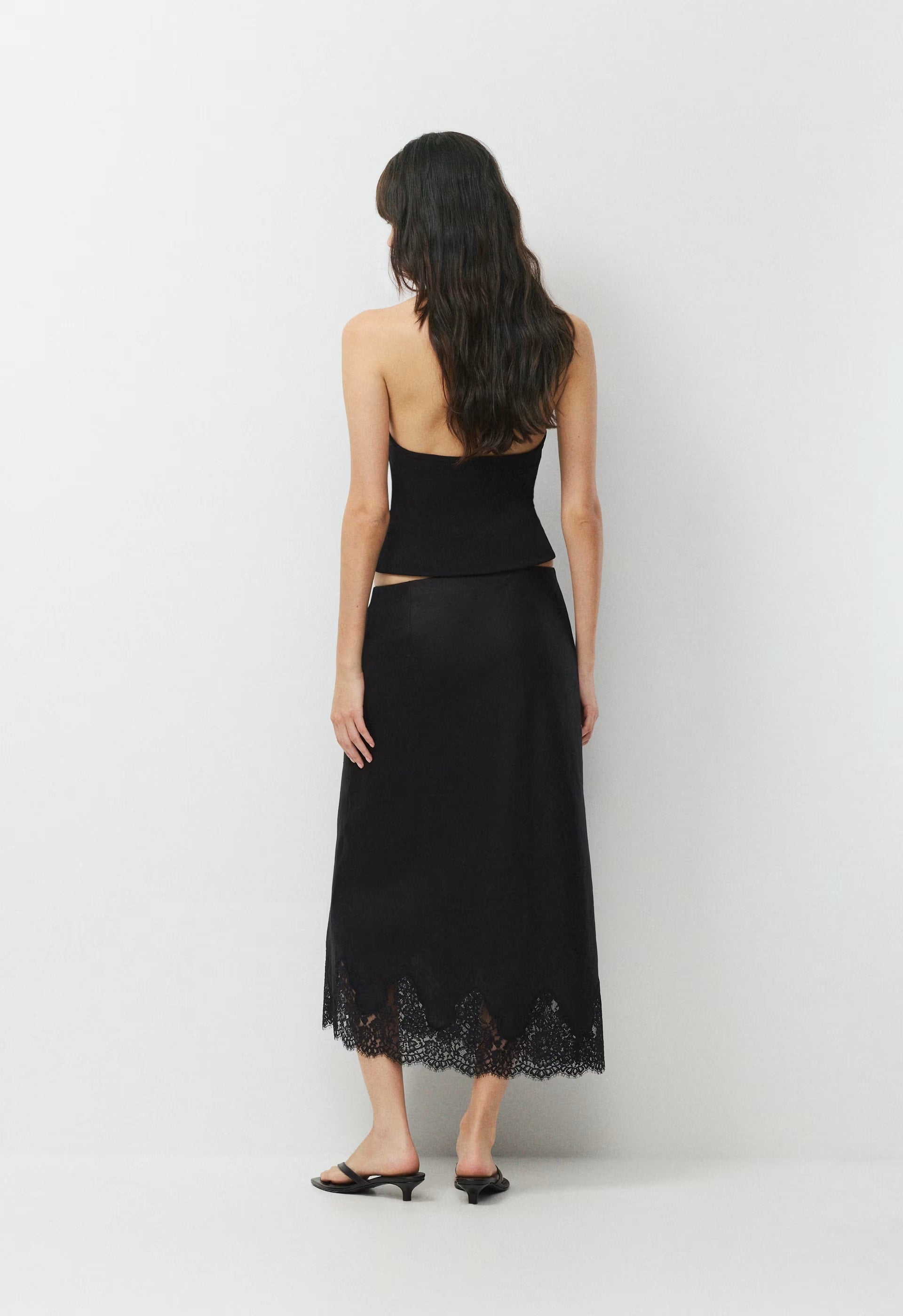 Henrietta Linen Skirt - BLACK/BLACK