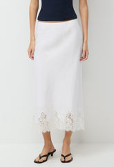 Henrietta Linen Skirt - WHITE/LIGHT BIRCH