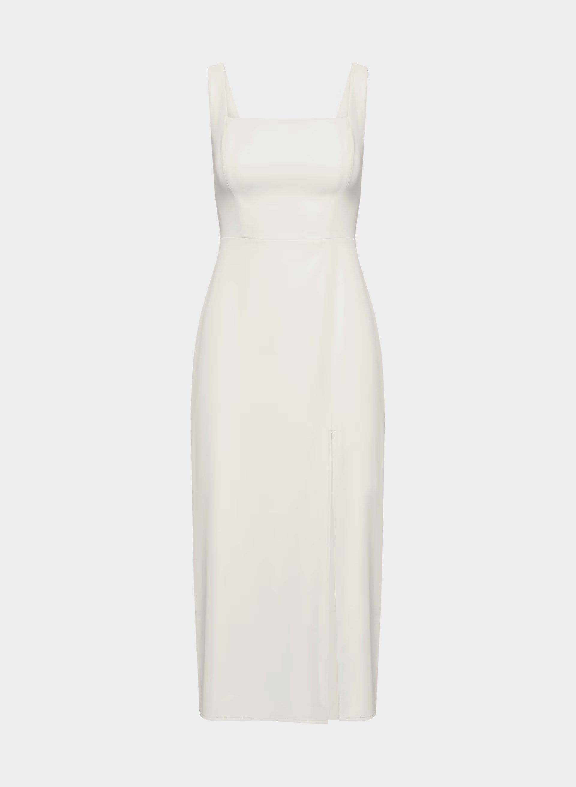 '90s Slit Satin Midi Dress - MATTE PEARL