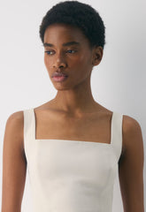 '90s Slit Satin Midi Dress - MATTE PEARL