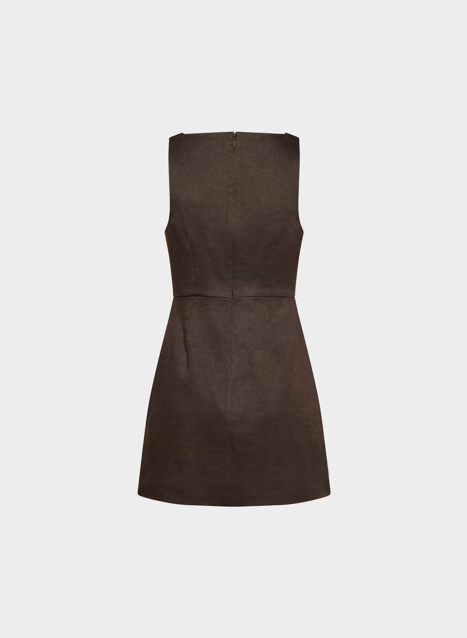 Bond Linen Dress - RICH MOCHA BROWN