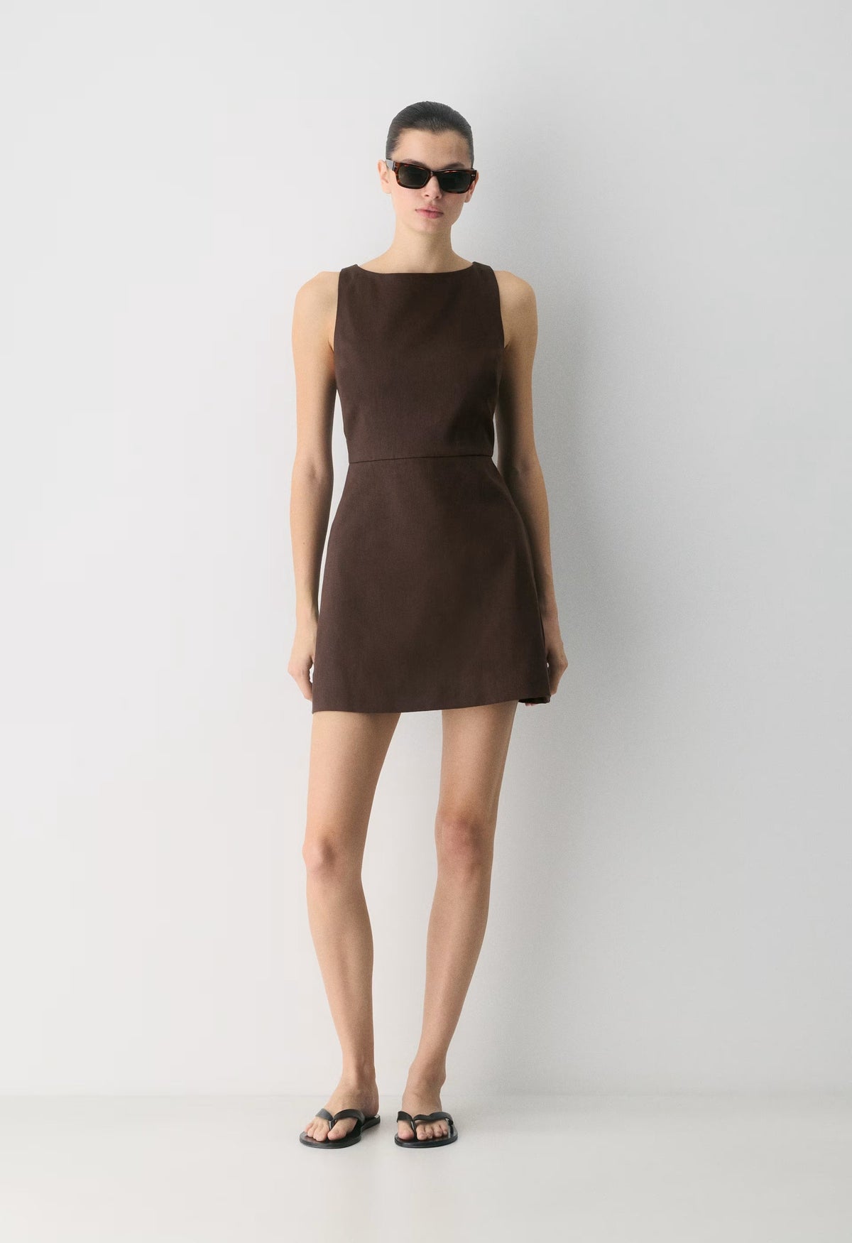 Bond Linen Dress - RICH MOCHA BROWN