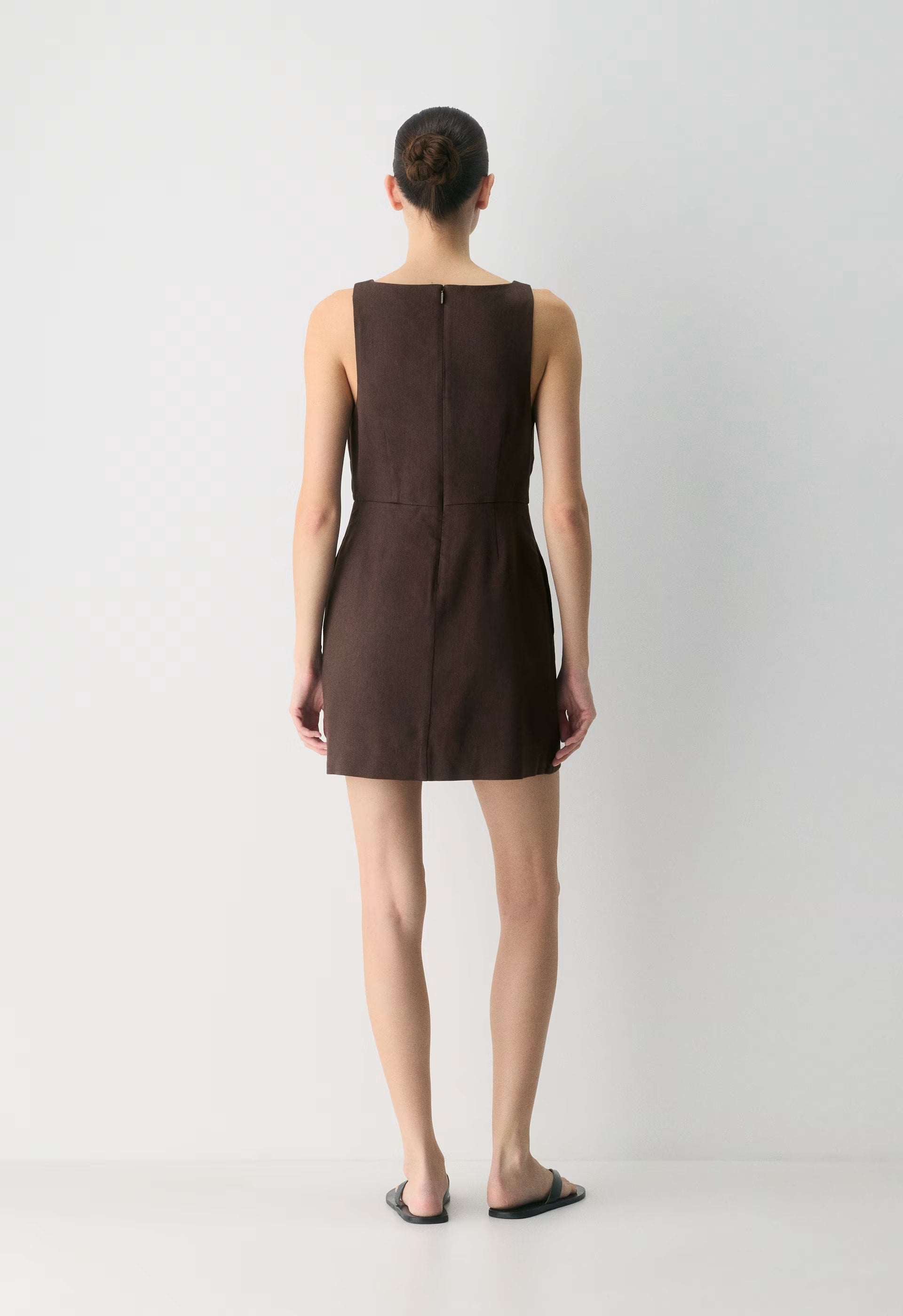 Bond Linen Dress - RICH MOCHA BROWN