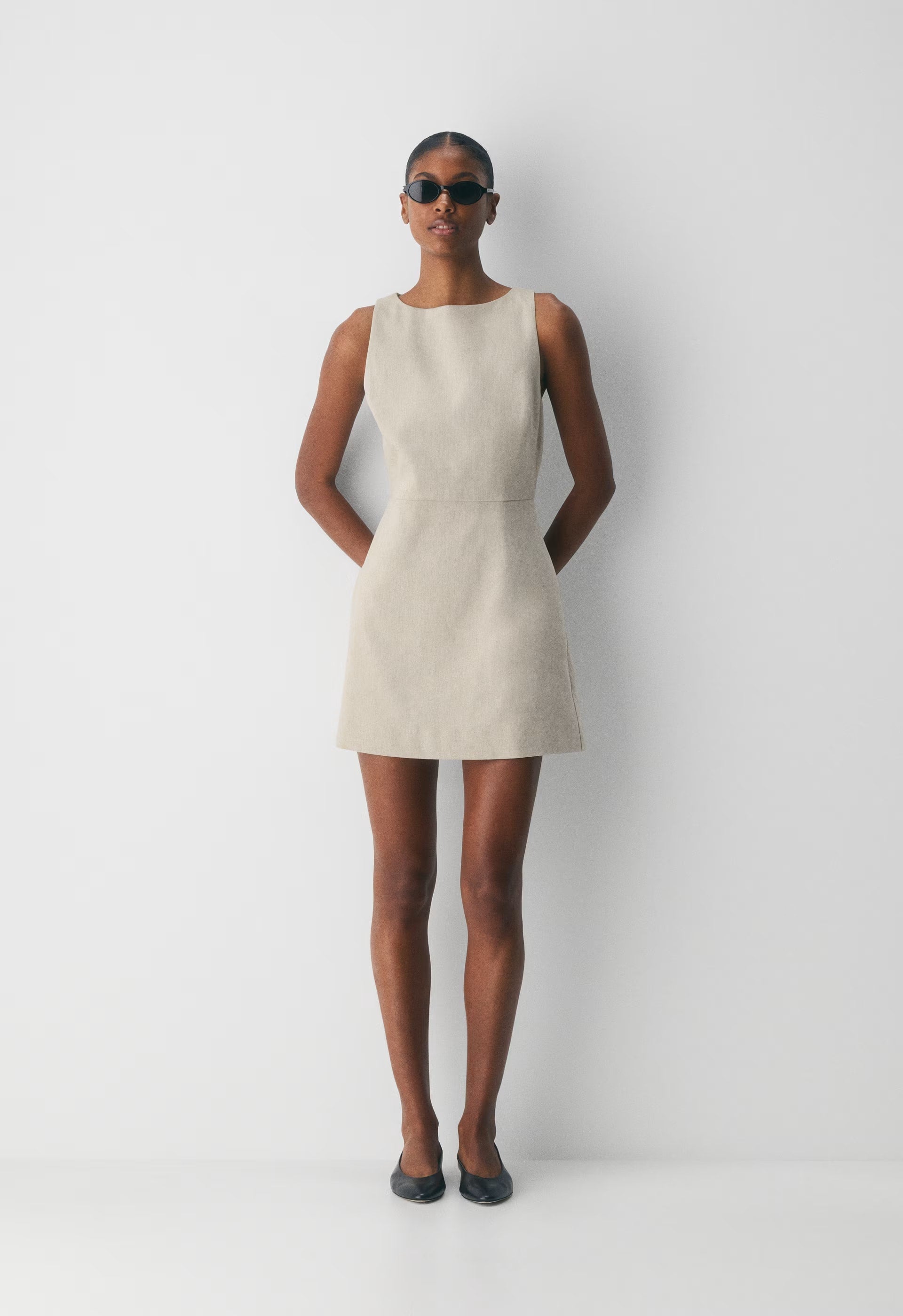 Bond Linen Dress - CBT STRP UNDYD ECR/WT