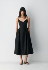 Technique Linen Dress - BLACK
