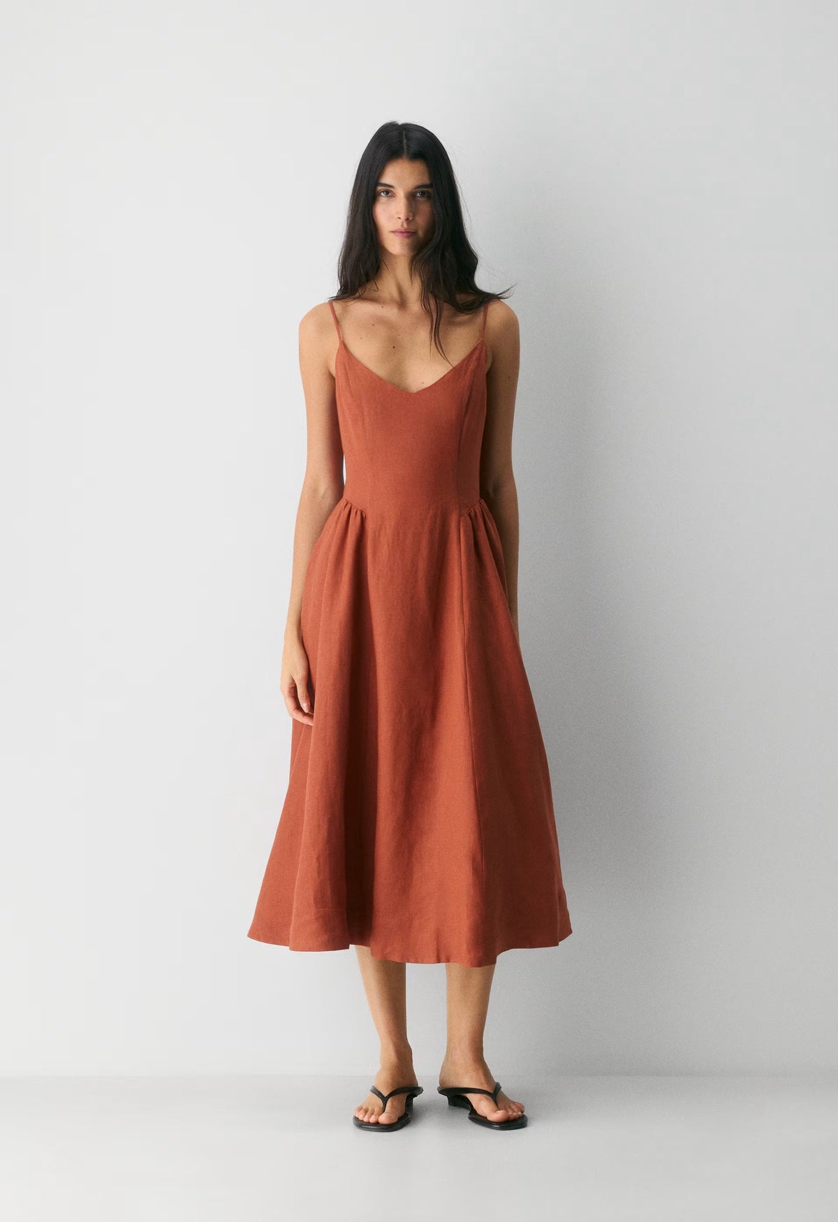 Technique Linen Dress - MARINER TERRACOTTA