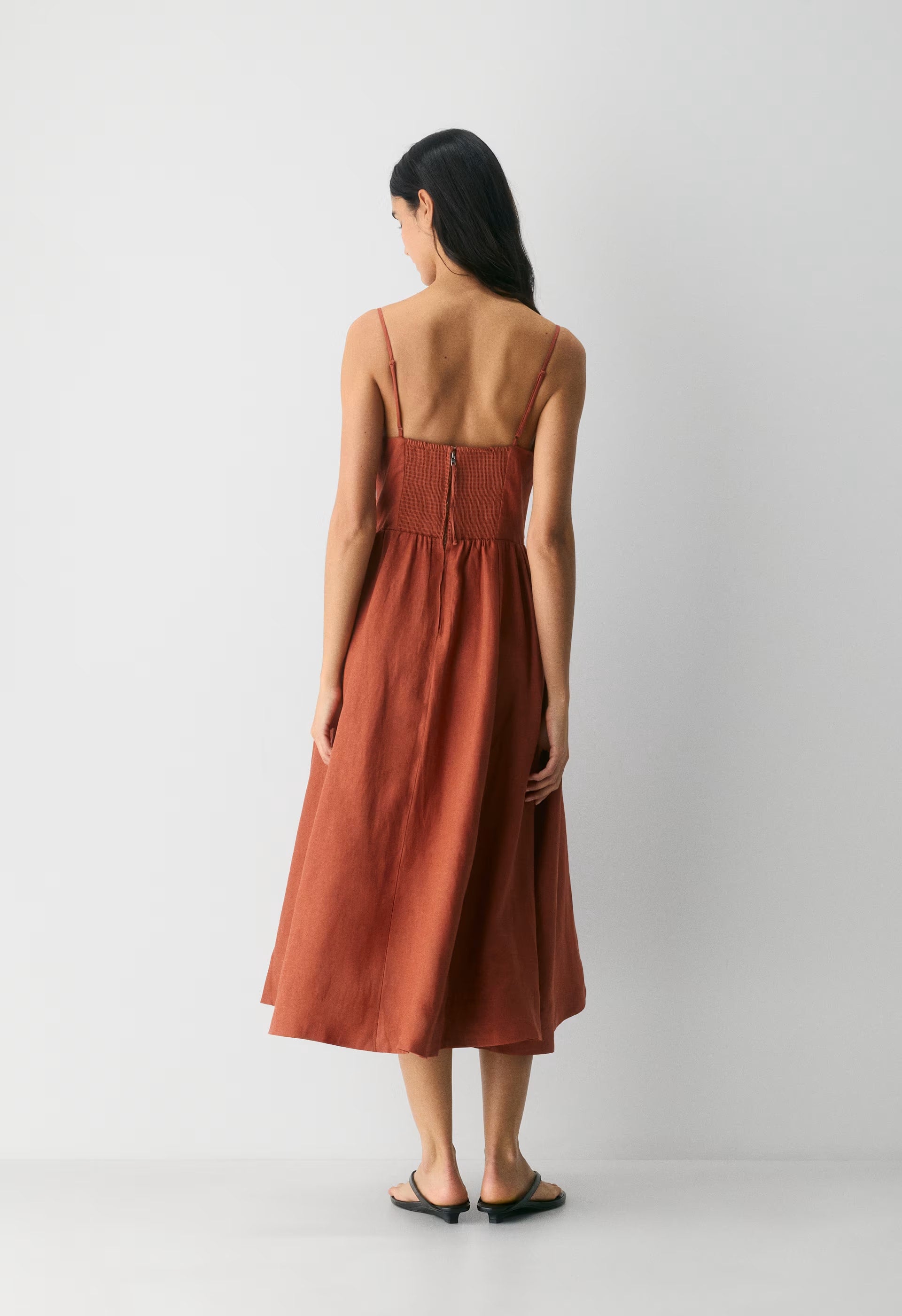 Technique Linen Dress - MARINER TERRACOTTA