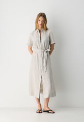 Eleta Linen Maxi Dress - WHITE/YELLOW