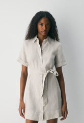 Eleta Linen Mini Dress - UNDYED ECRU