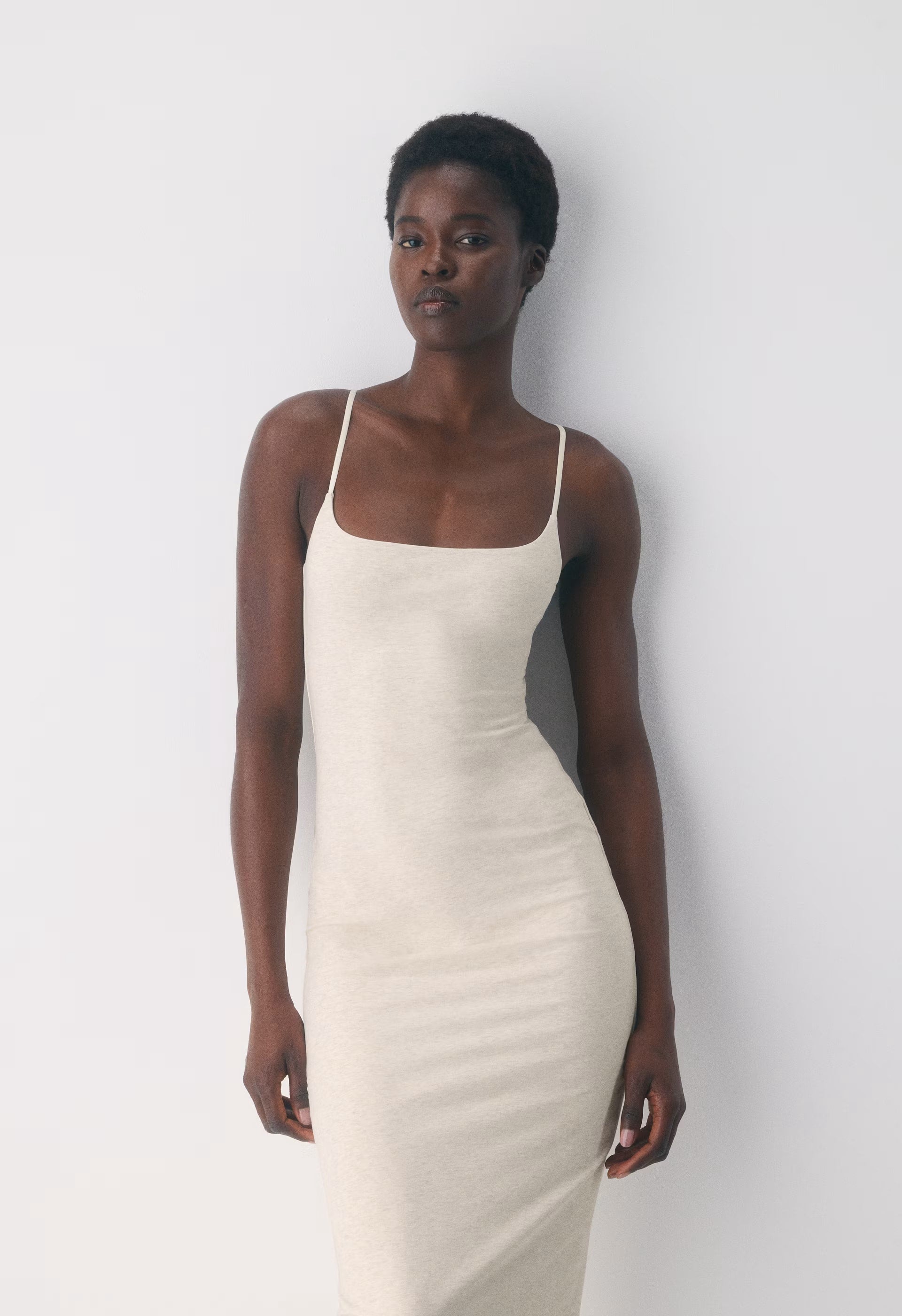 Casual Contour Summon Maxi Cami Dress - HEATHER LIGHT OATMEAL