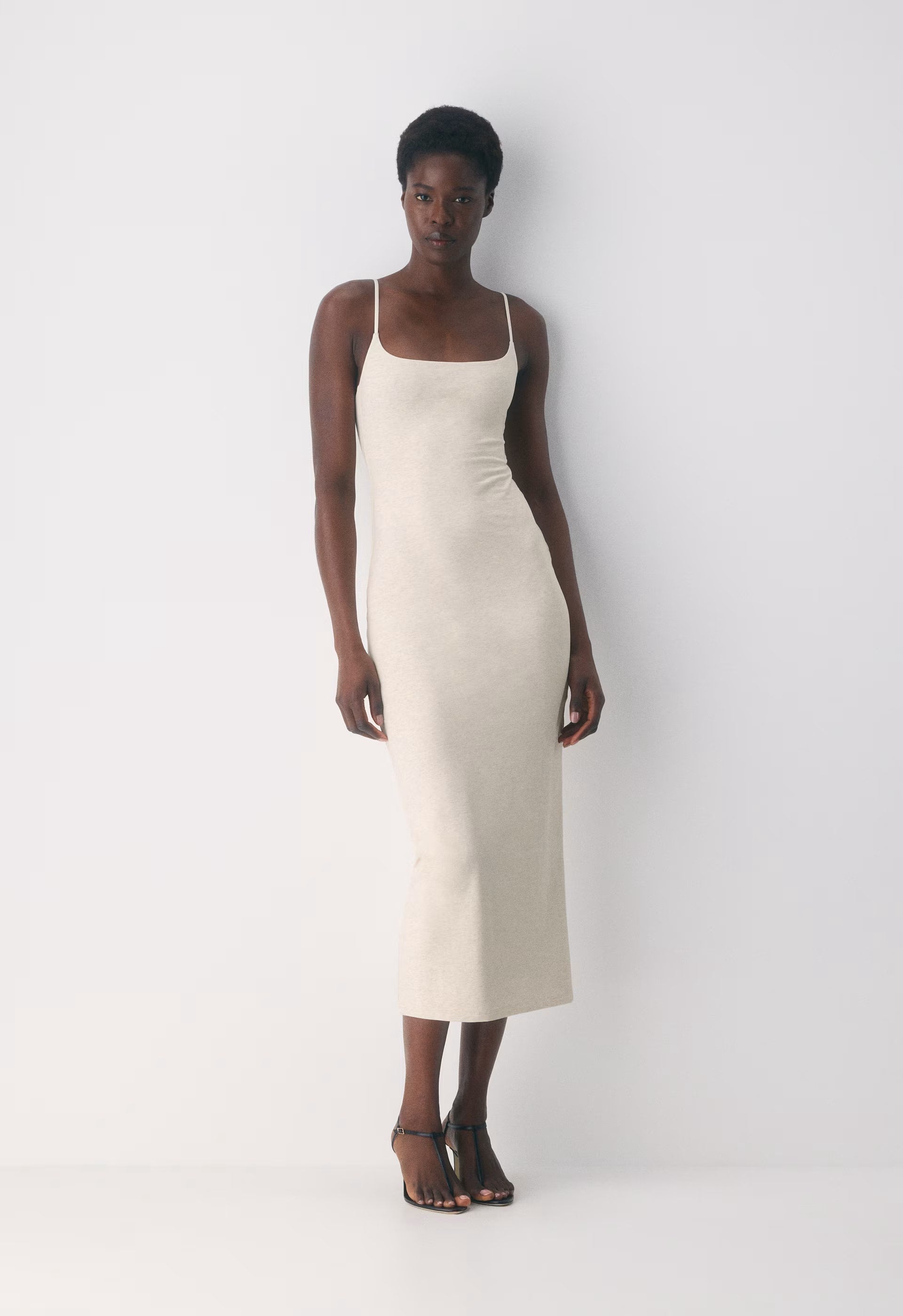 Casual Contour Summon Maxi Cami Dress - HEATHER LIGHT OATMEAL