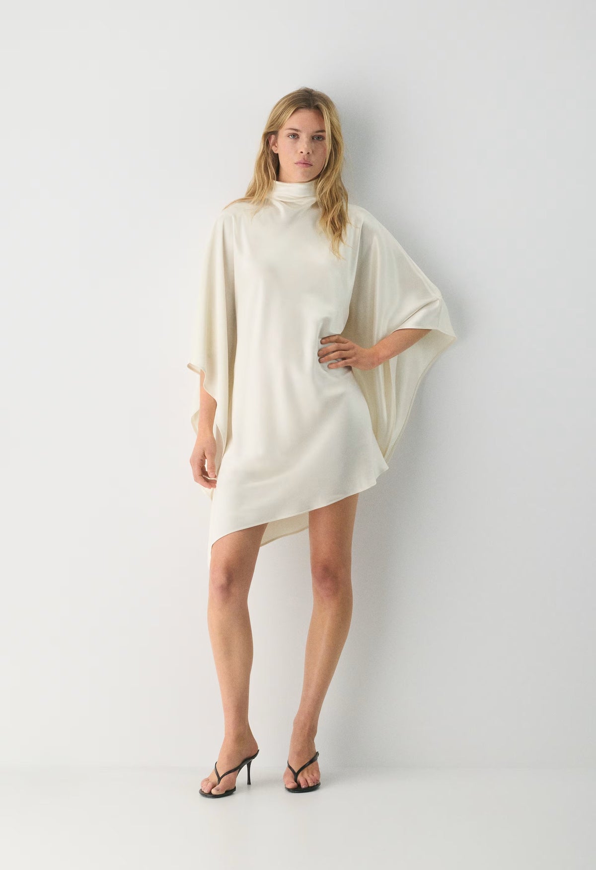 Fan Satin Dress - LIGHT BIRCH