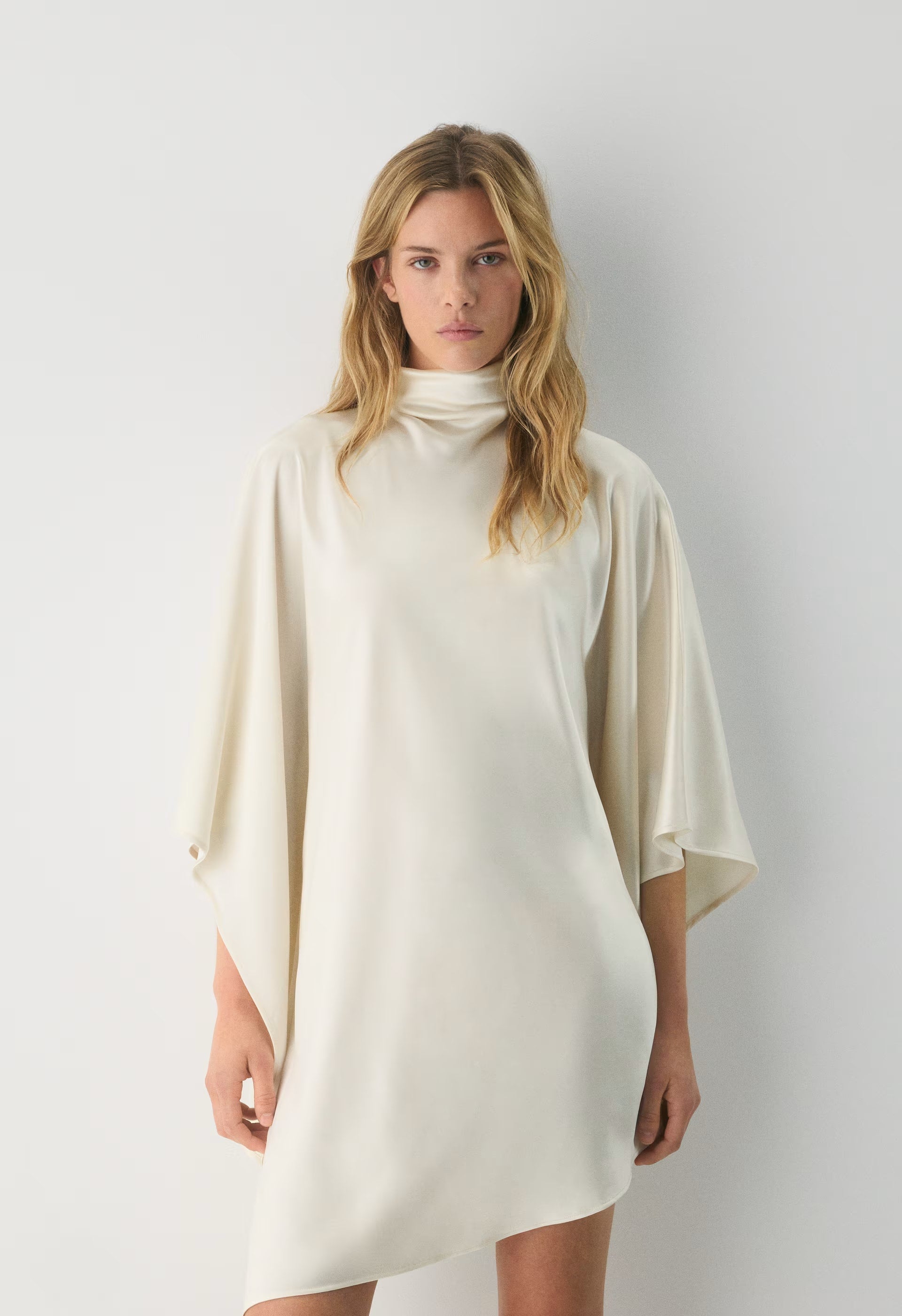 Fan Satin Dress - LIGHT BIRCH