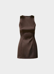 Charleston Satin Dress - RICH MOCHA BROWN