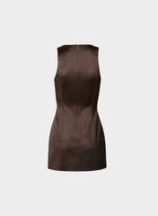Charleston Satin Dress - RICH MOCHA BROWN