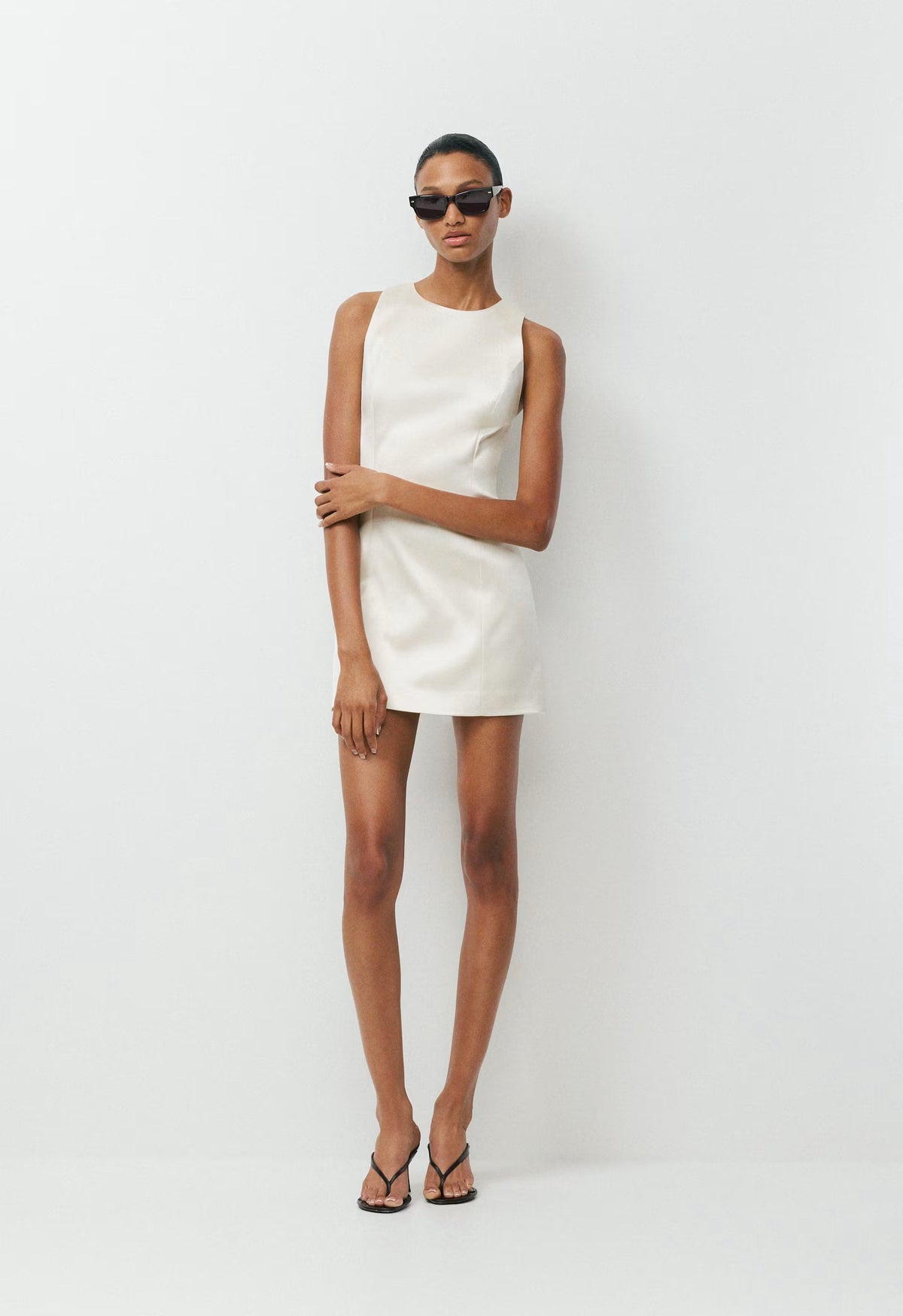 Charleston Satin Dress - WHISPER WHITE