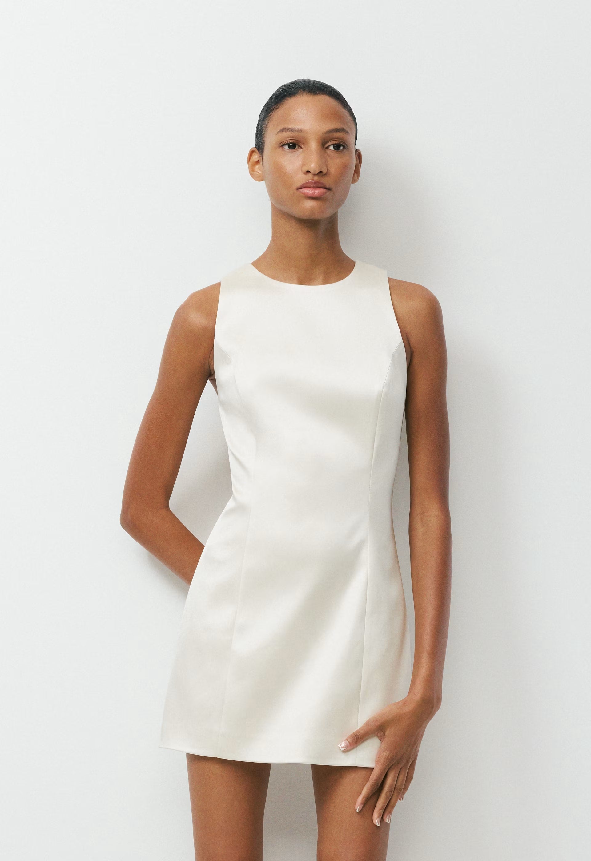 Charleston Satin Dress - WHISPER WHITE