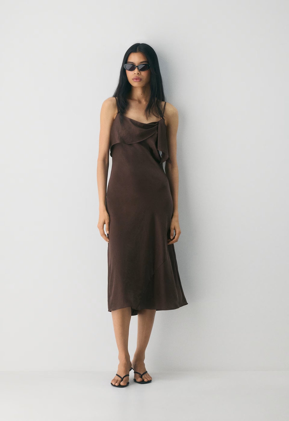 Cannelle Satin Dress - RICH MOCHA BROWN