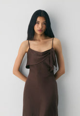 Cannelle Satin Dress - RICH MOCHA BROWN