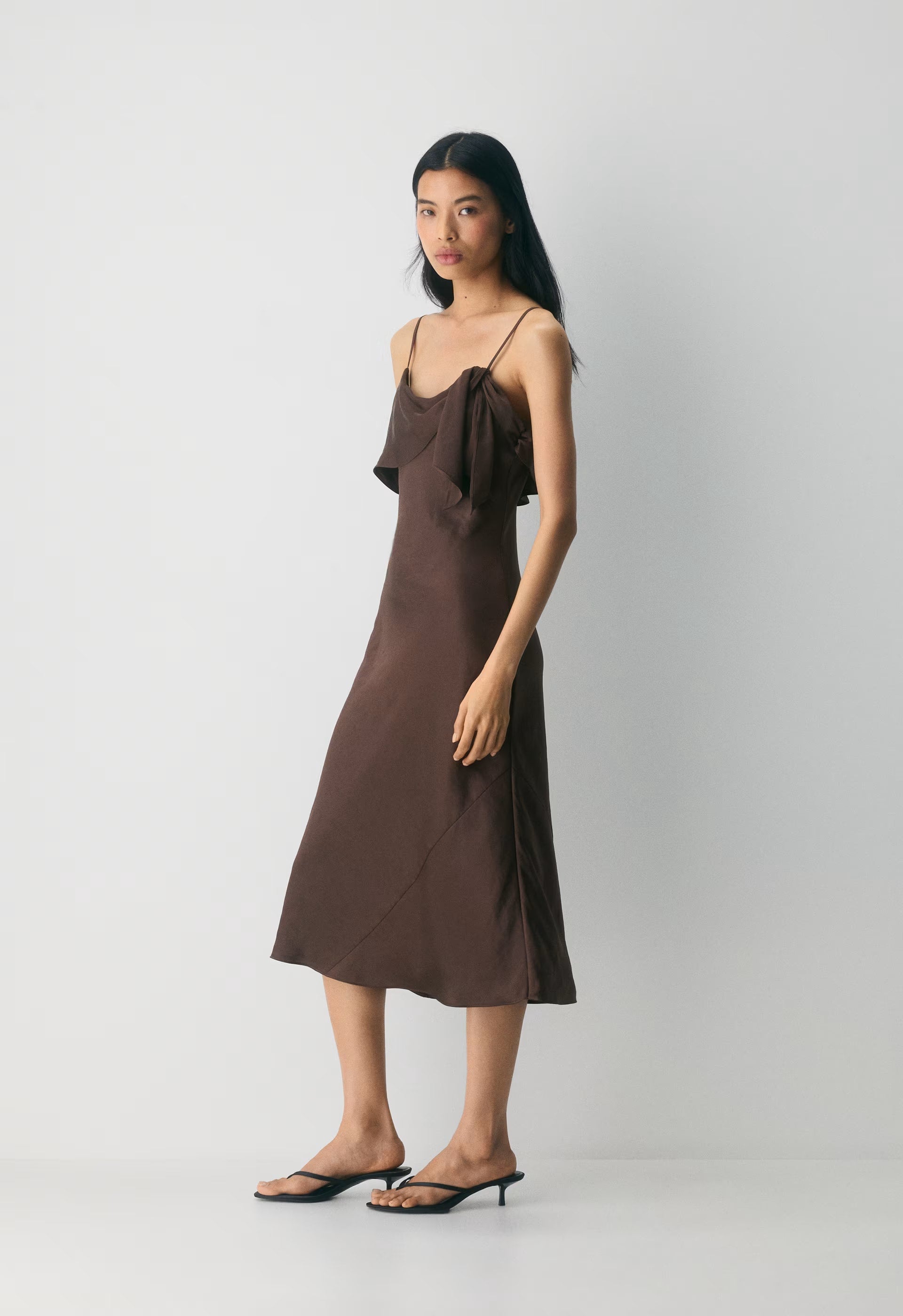 Cannelle Satin Dress - RICH MOCHA BROWN