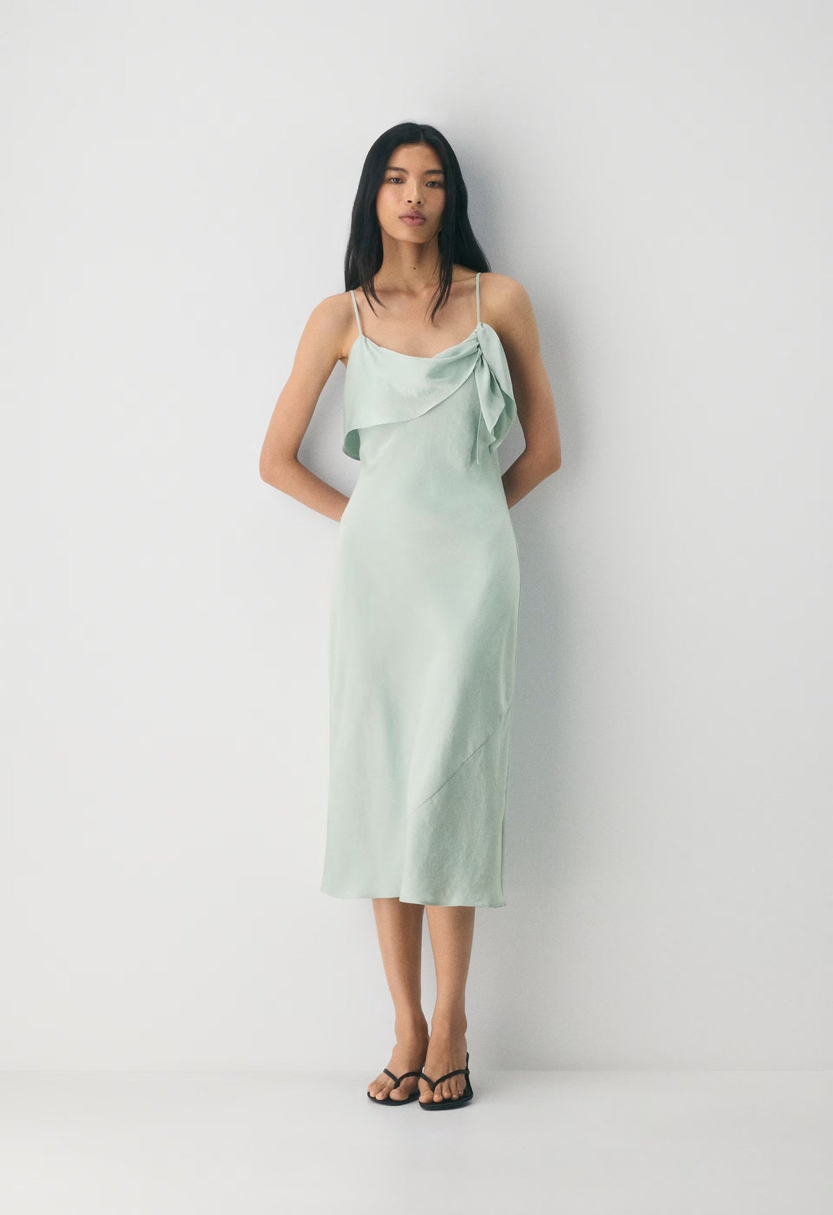 Cannelle Satin Dress - AGAVE GREEN
