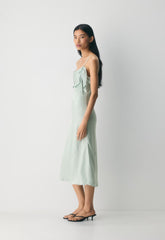 Cannelle Satin Dress - AGAVE GREEN