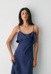 Cannelle Satin Dress - HARBOUR NAVY