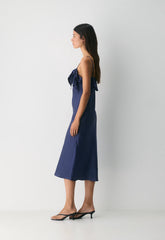 Cannelle Satin Dress - HARBOUR NAVY