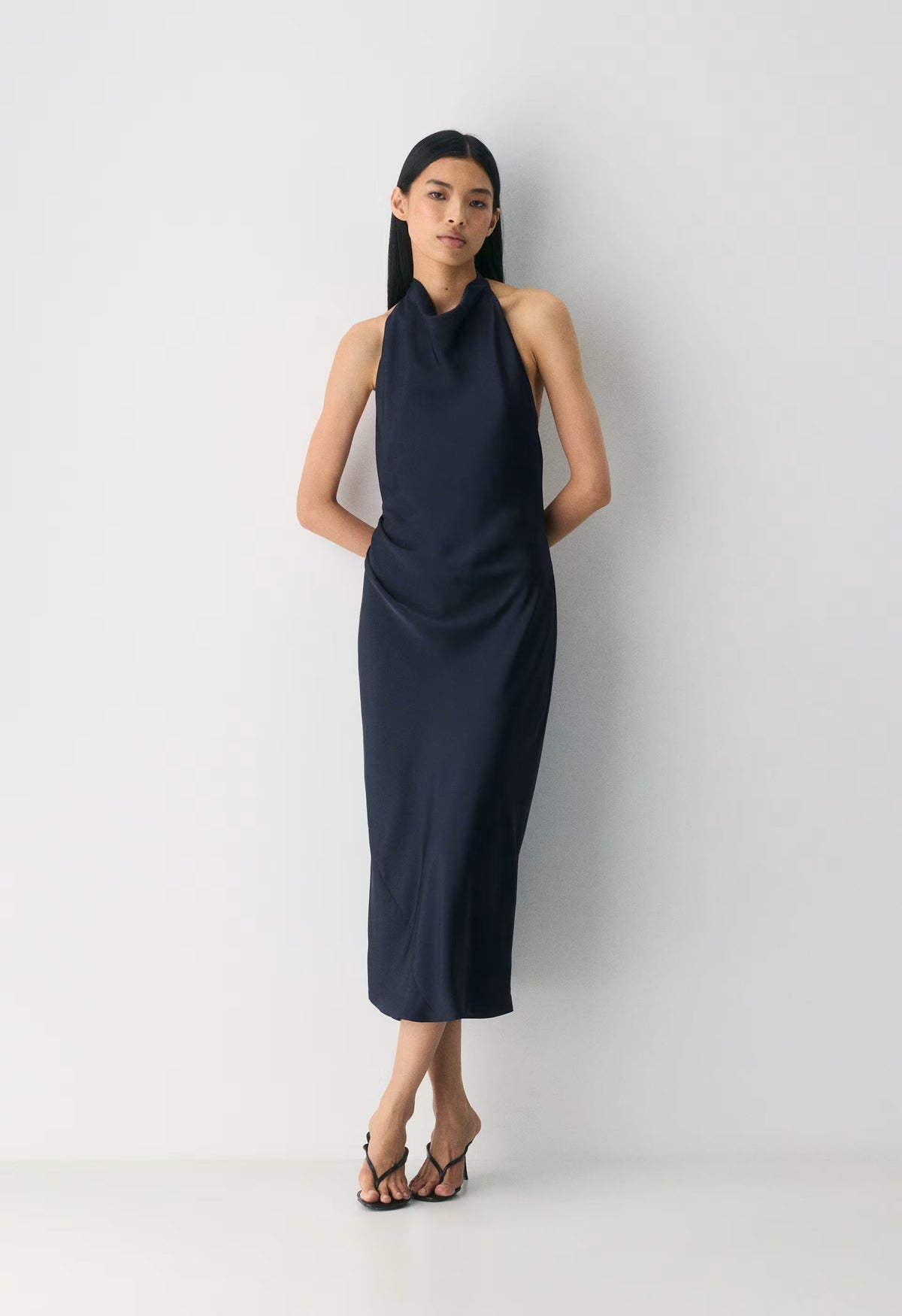 Audience Satin Maxi Halter Dress - ADMIRAL
