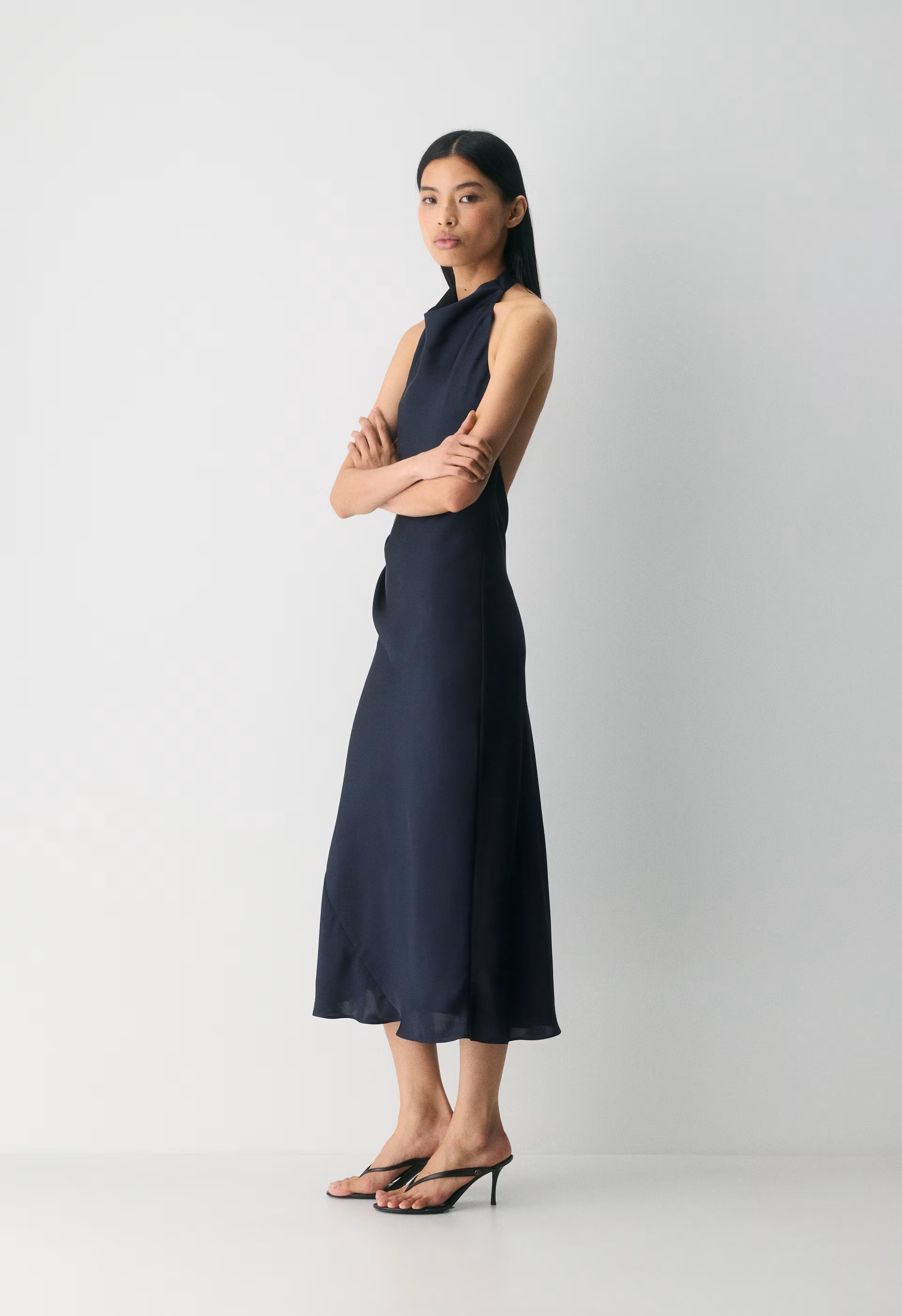 Audience Satin Maxi Halter Dress - ADMIRAL