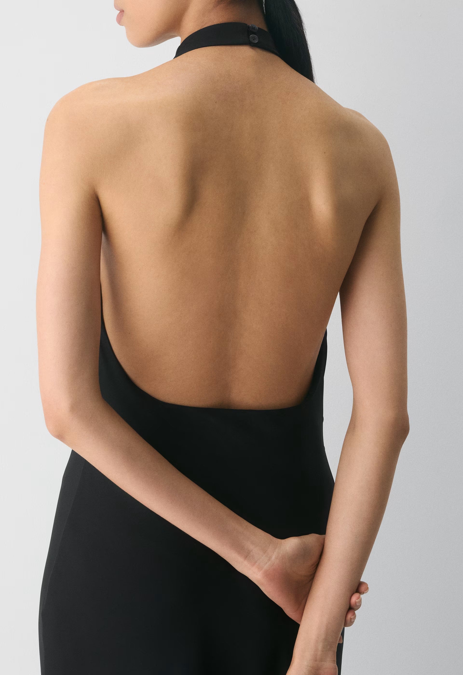 Audience Satin Maxi Halter Dress - BLACK