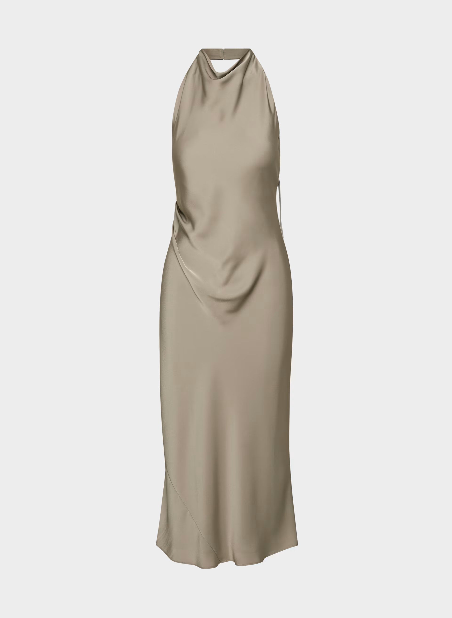 Audience Satin Maxi Halter Dress - NOMAD TAUPE
