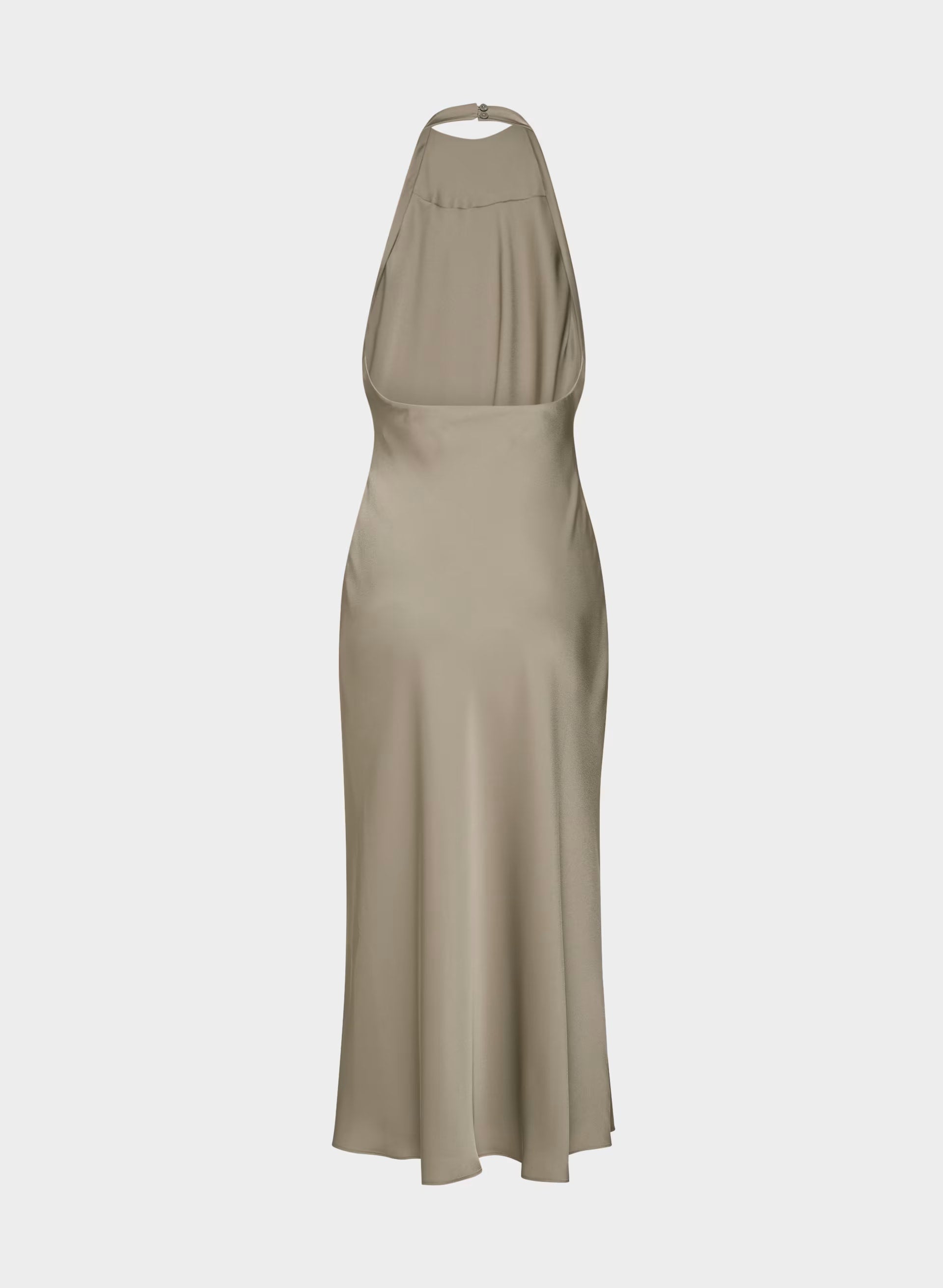 Audience Satin Maxi Halter Dress - NOMAD TAUPE