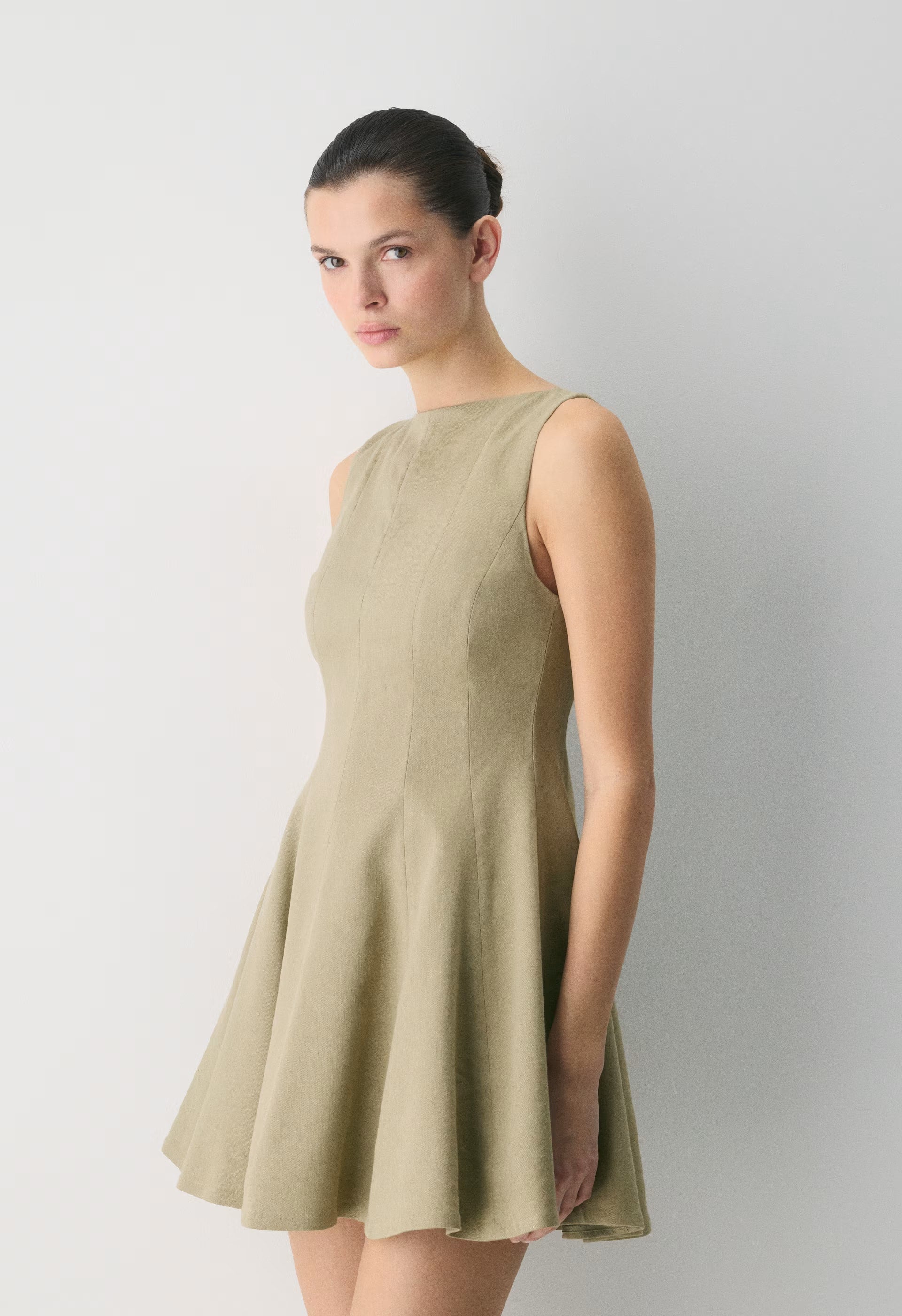 Proxy Linen Dress - MARTINI OLIVE